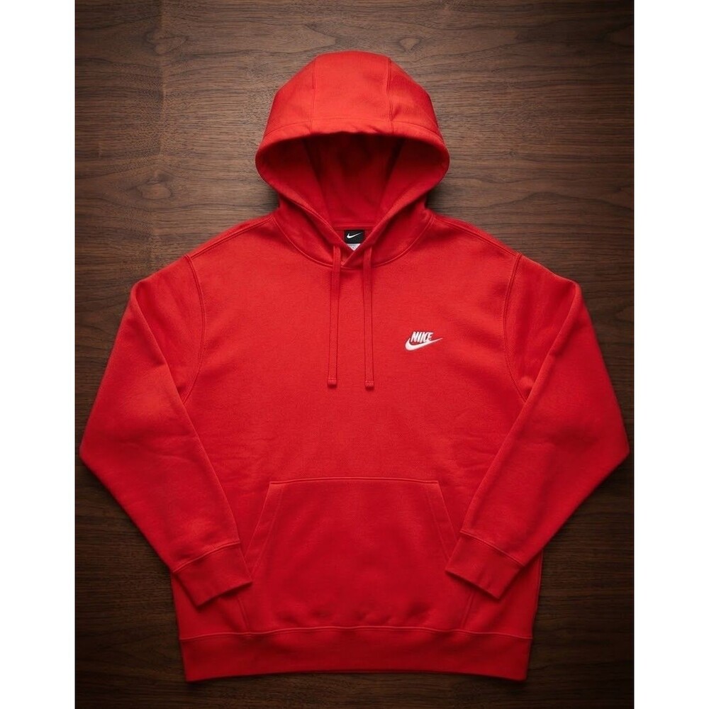 Nike Sportswear Club Fleece Hoodie Mens XXL Red Pullover Sweatshirt BV2654-657